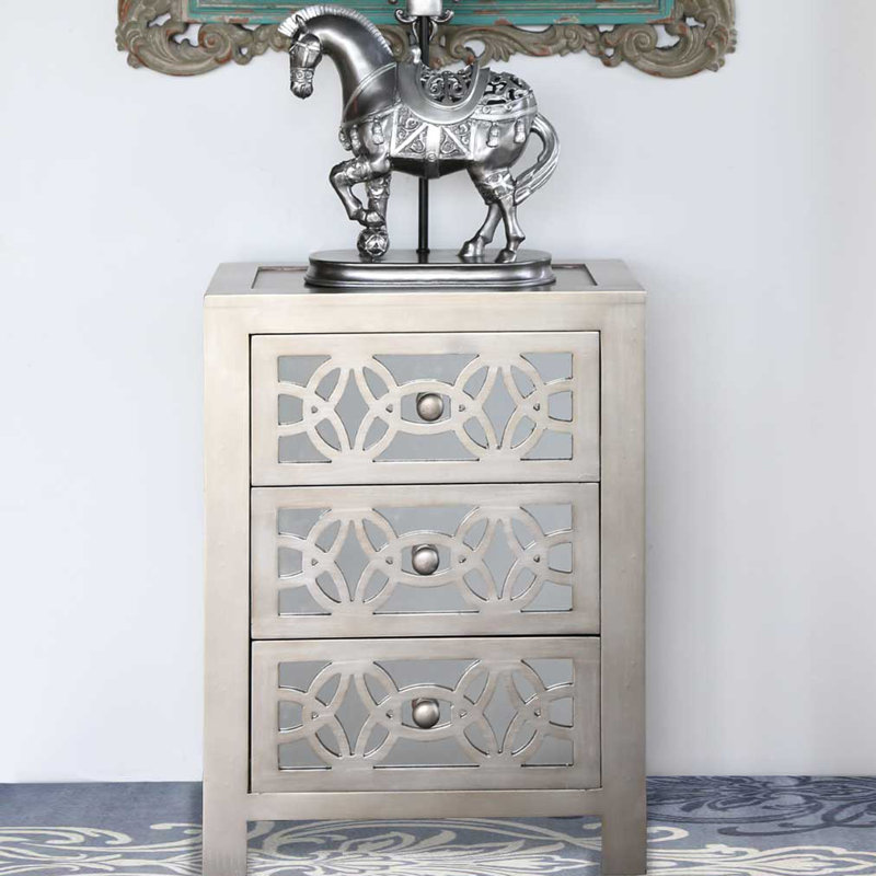 Dimattia Mirrored 3 Drawer Accent Chest & Reviews Joss & Main